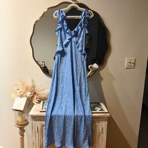 Astr Blue Ruffle Maxi Dress